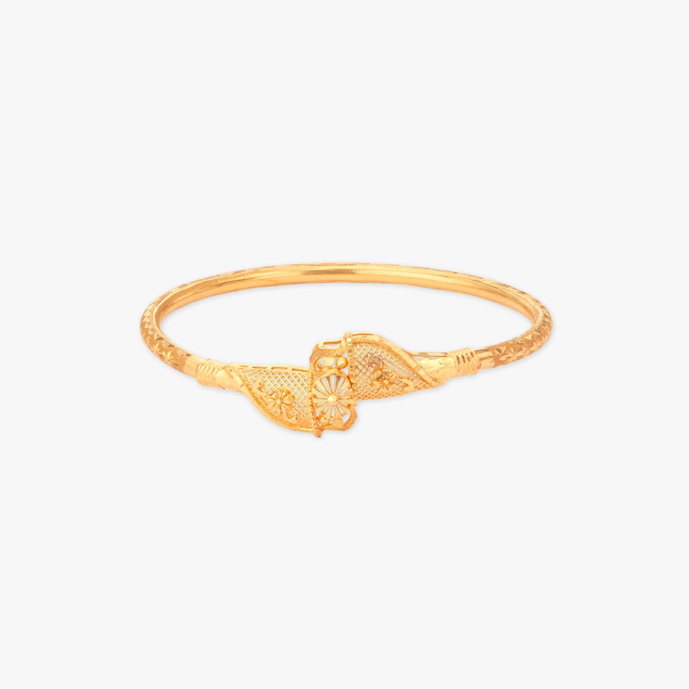 Floral Jamdani Loha Gold Bangle,,hi-res image number null