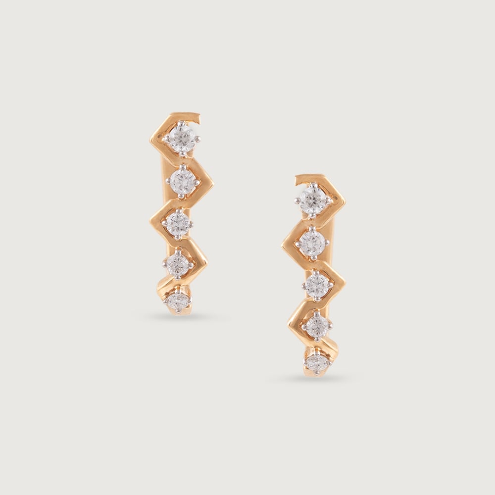 Artful Twist Gold & Diamond Hoop Earrings,,hi-res image number null