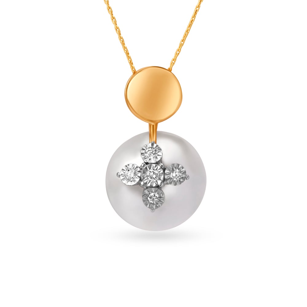 Alluring Floral Diamond Pendant in Yellow and White Gold