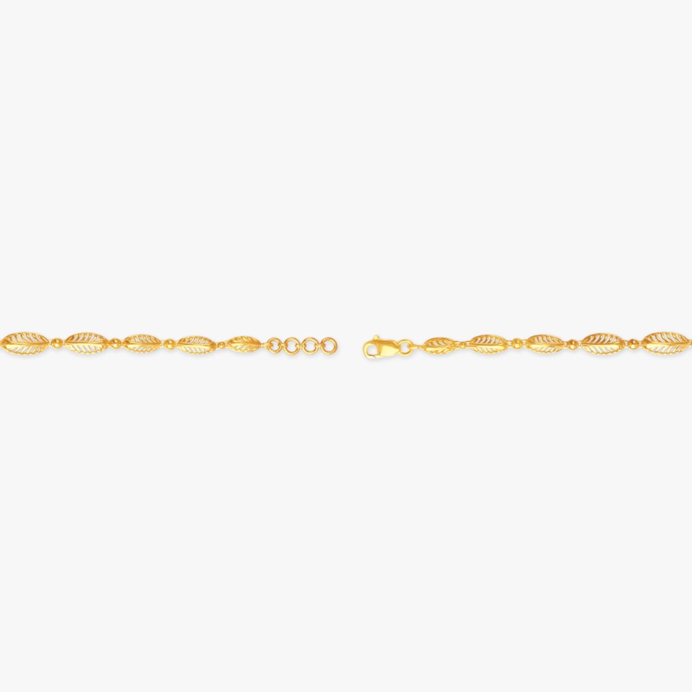 Carved Leaf Gold Bracelet,,hi-res image number null