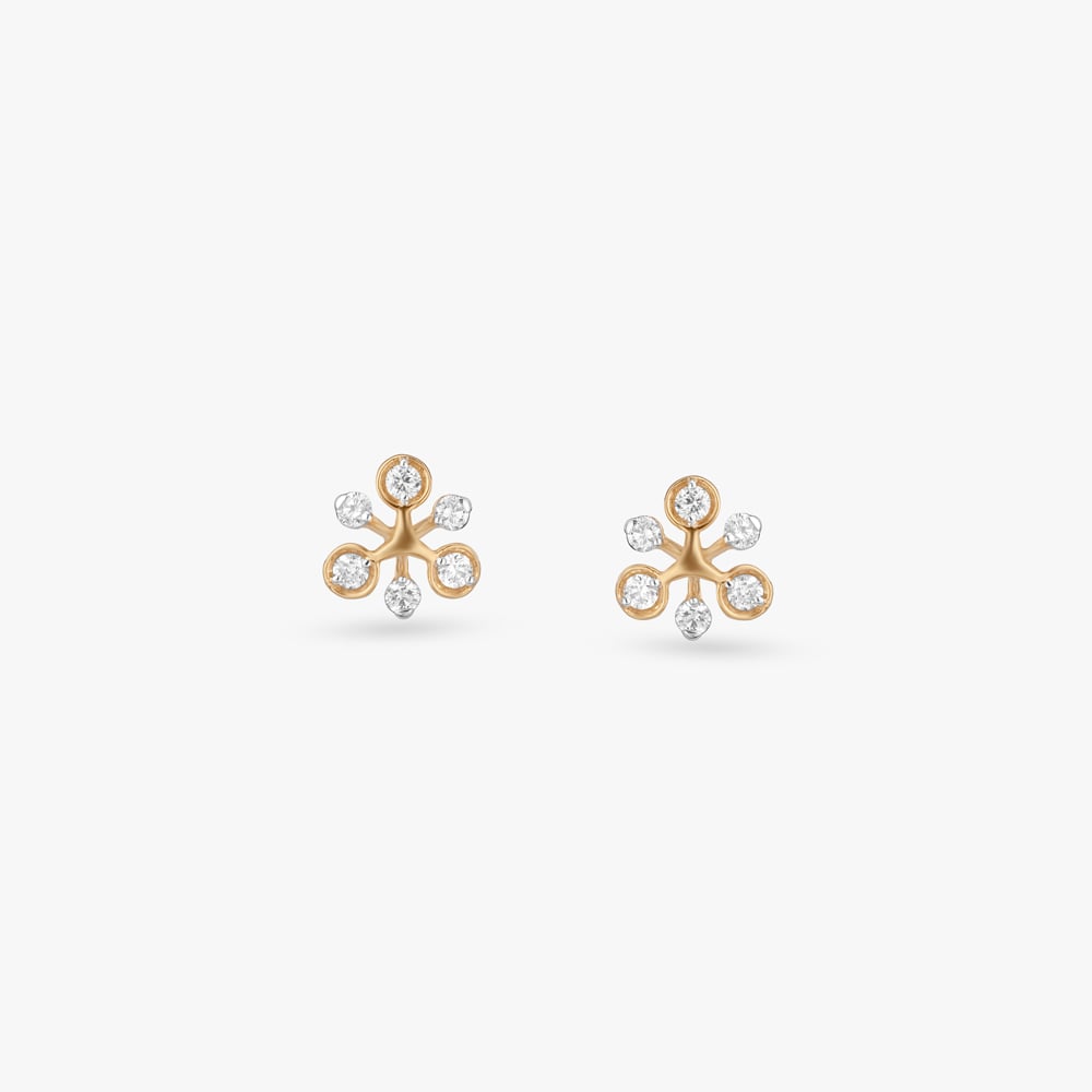 Floral Sparkle Diamond Stud Earrings,,hi-res image number null