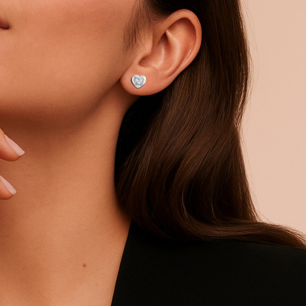 Heartline Glow Diamond Stud Earrings,,hi-res image number null