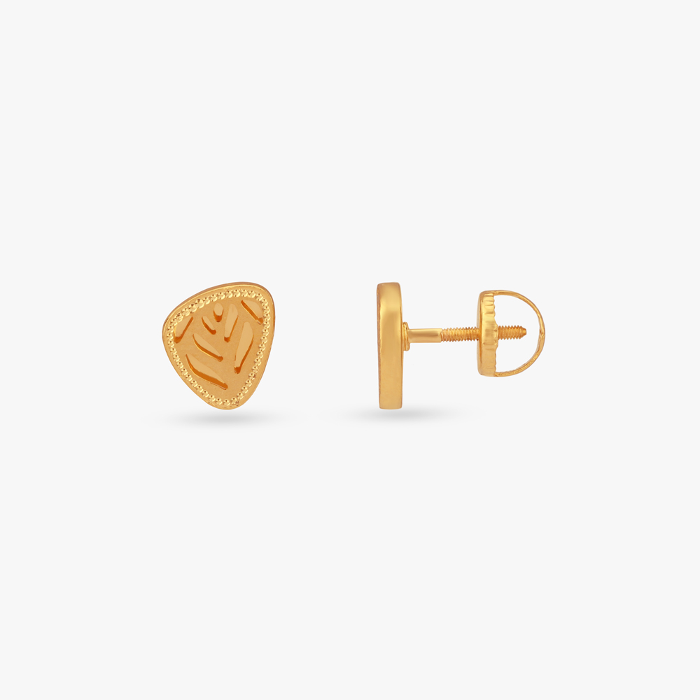 Leaf Frame Gold Stud Earrings,,hi-res image number null