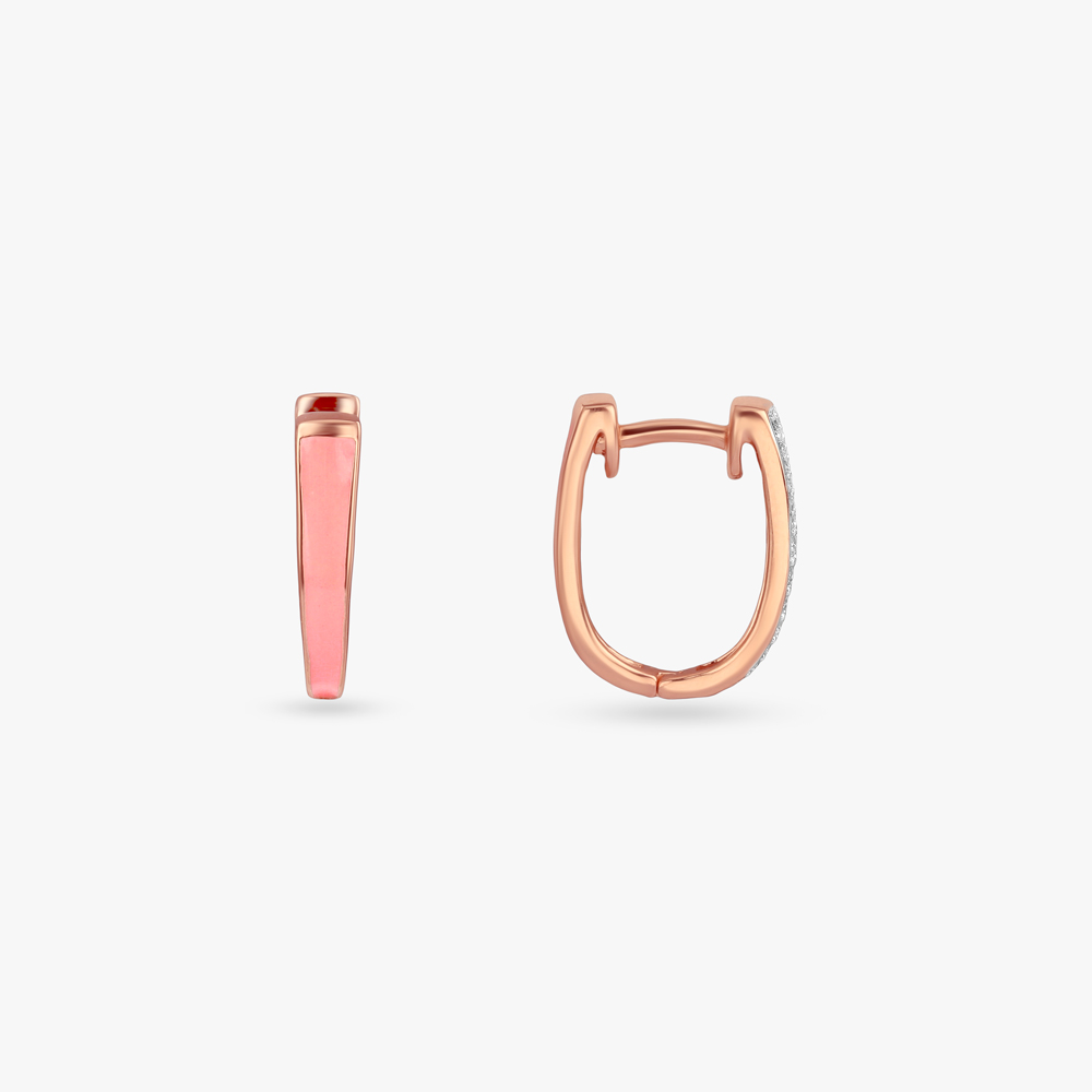 Coral Flip Diamond Hoop Earrings,,hi-res image number null