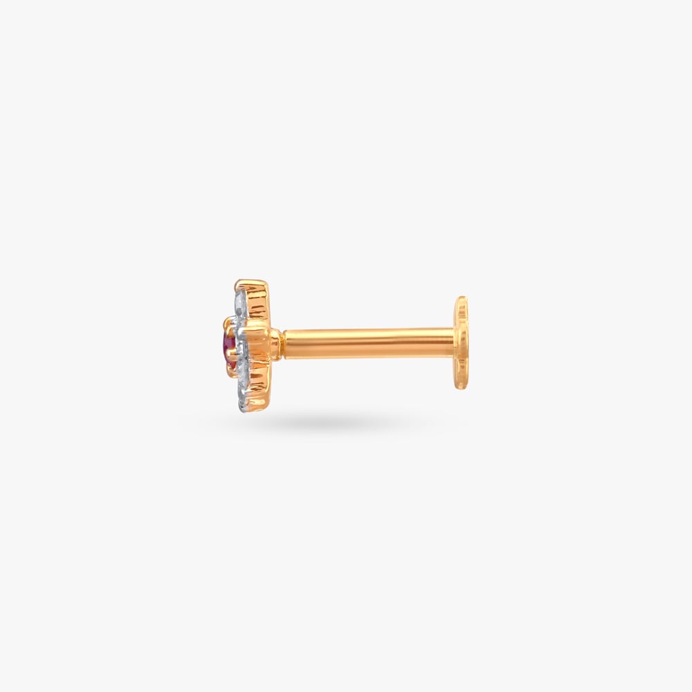 Ruby Bloom Diamond Nose Pin,,hi-res image number null