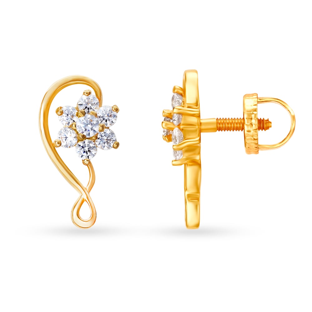 Regal 22 Karat Yellow Gold Amd Cubic Zirconia Studs,,hi-res image number null