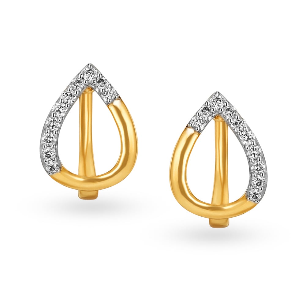 Fancy Leaf Pattern Diamond Hoop Earrings,,hi-res image number null