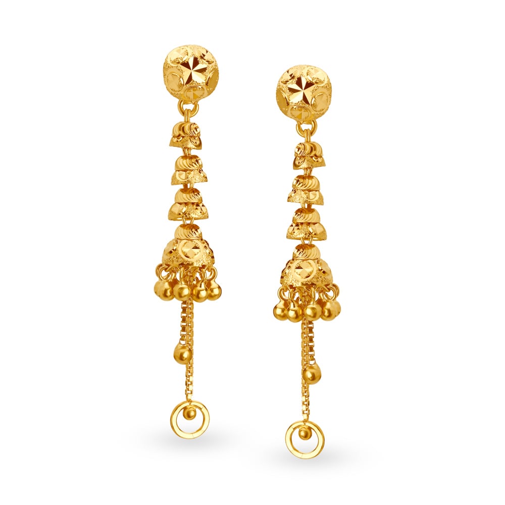 Enticing Sui Dhaga 3 Layer Gold Drop Earrings,,hi-res image number null