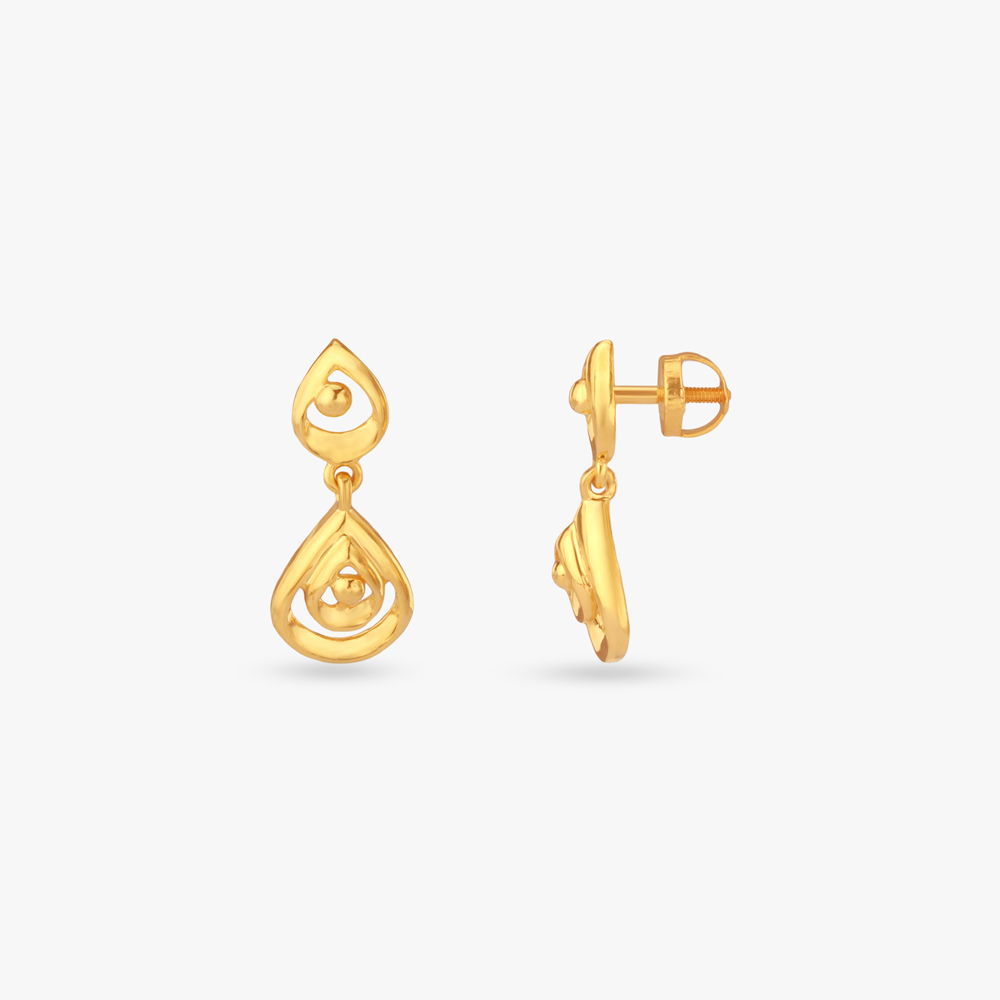 Twin Teardrop Gold Drop Earrings,,hi-res image number null
