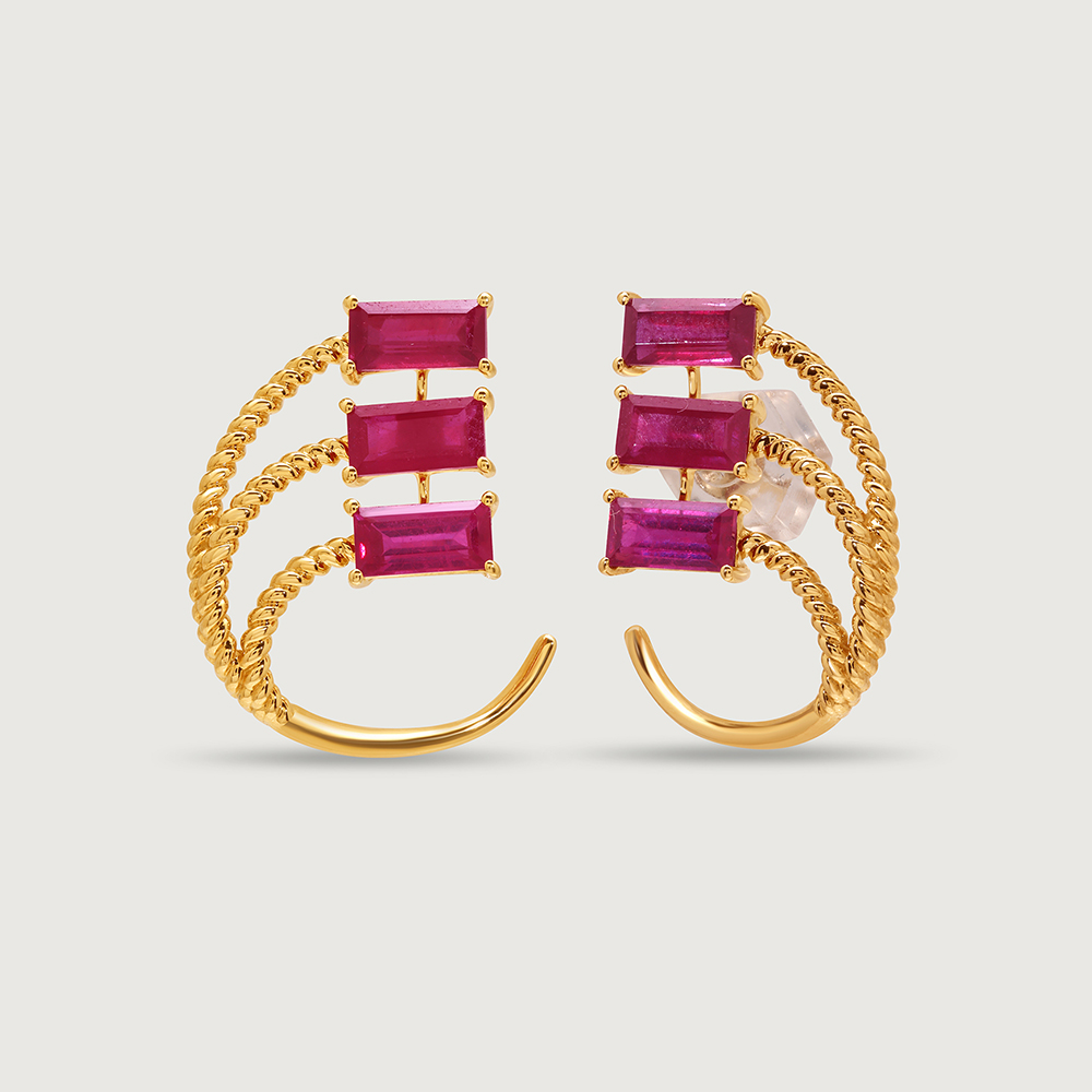 Allure 14KT Ruby Hoop Earrings,,hi-res image number null