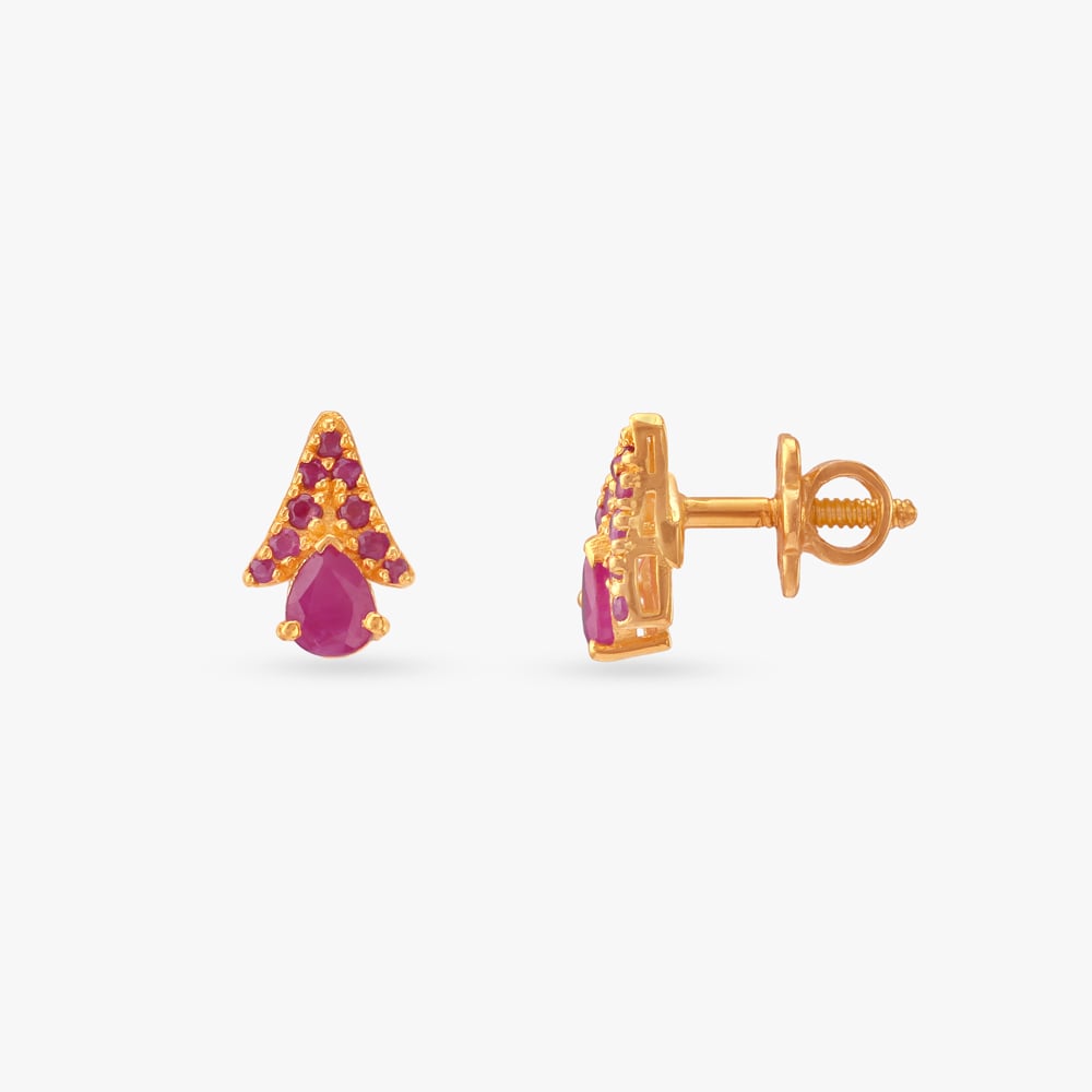 Playful Ethnic Ruby Stud Earrings,,hi-res image number null