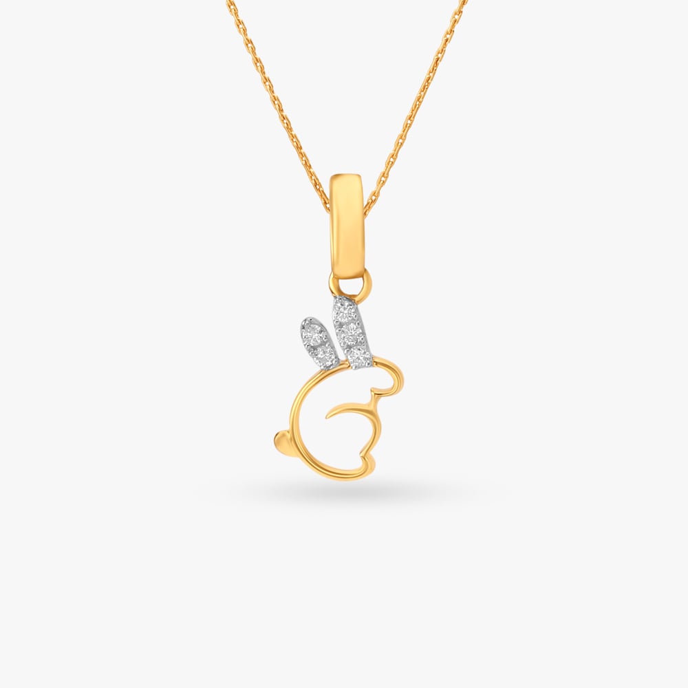 Elegant Bunny Diamond Pendant for Kids,,hi-res image number null