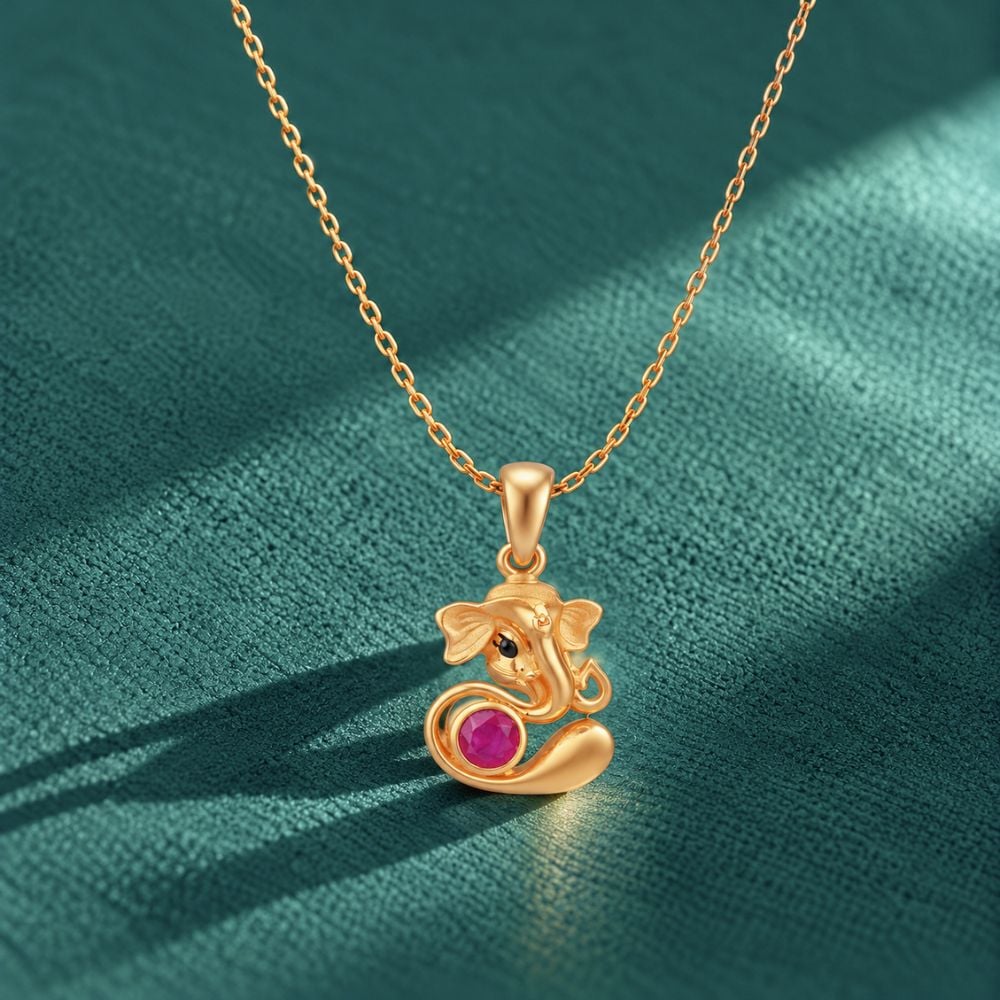 Auspicious Ganesha Gold Pendant,,hi-res image number null