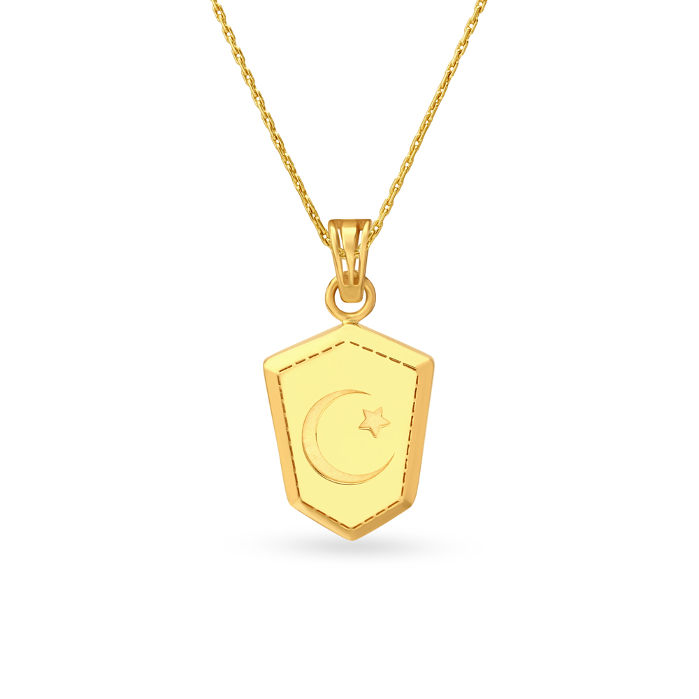 Moon and Star Engraved Men's Laser Cut Pendant,,hi-res image number null