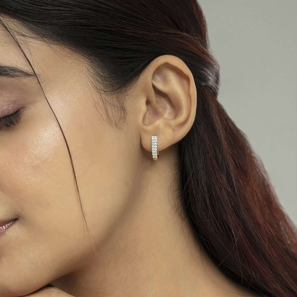 Classic Luxe Gold & Diamond Hoop Earrings,,hi-res image number null