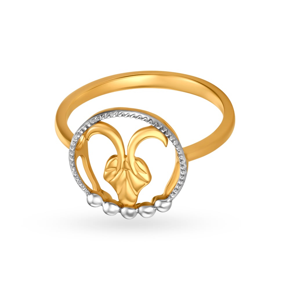 Capricorn Zodiac Gold Finger Ring,,hi-res image number null
