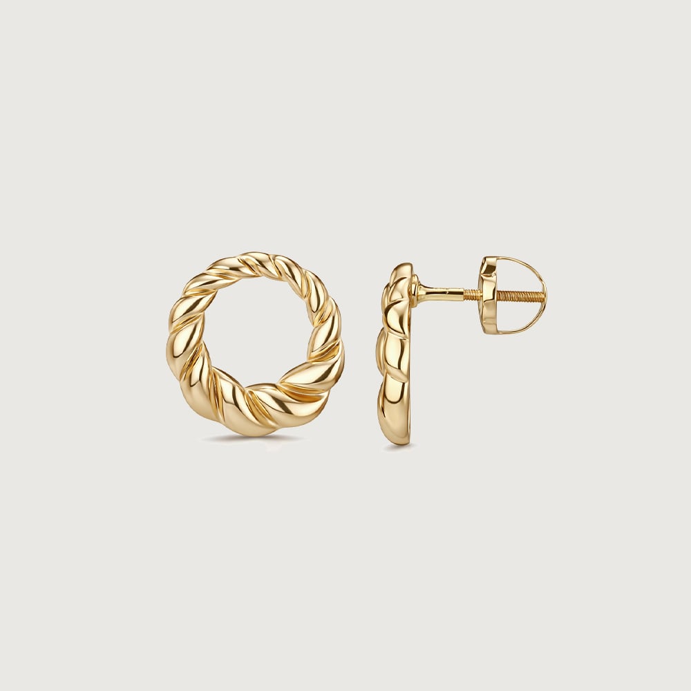 Twisted Loop Gold Stud Earrings,,hi-res image number null