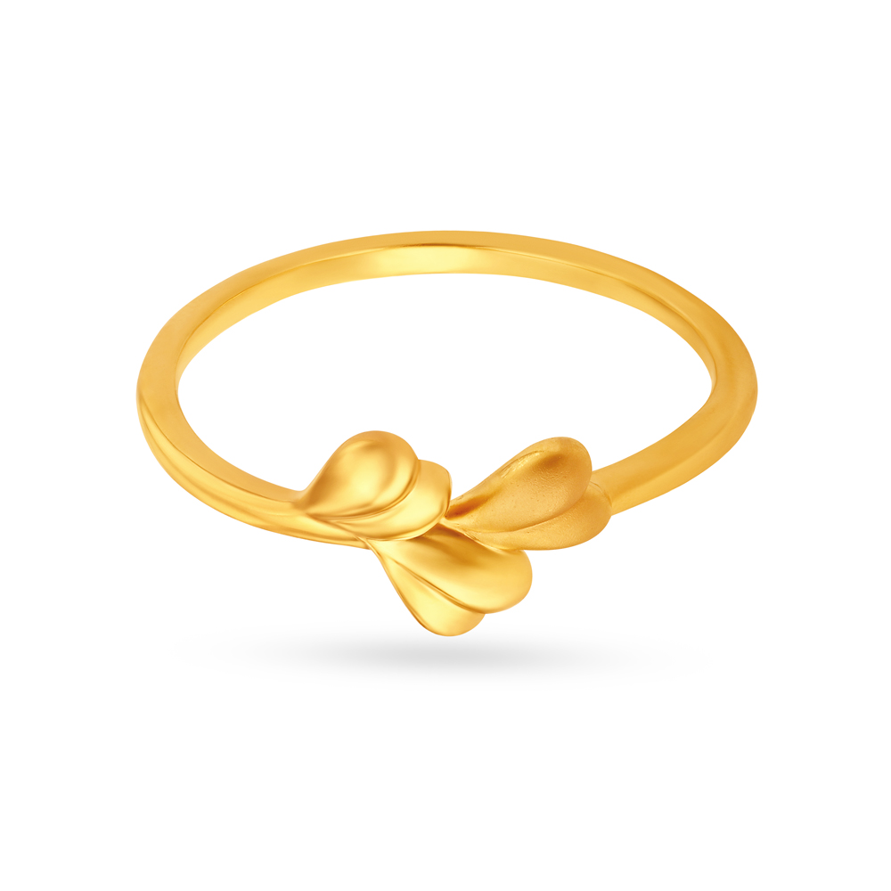Heart Shaped Leaves Gold Finger Ring,,hi-res image number null