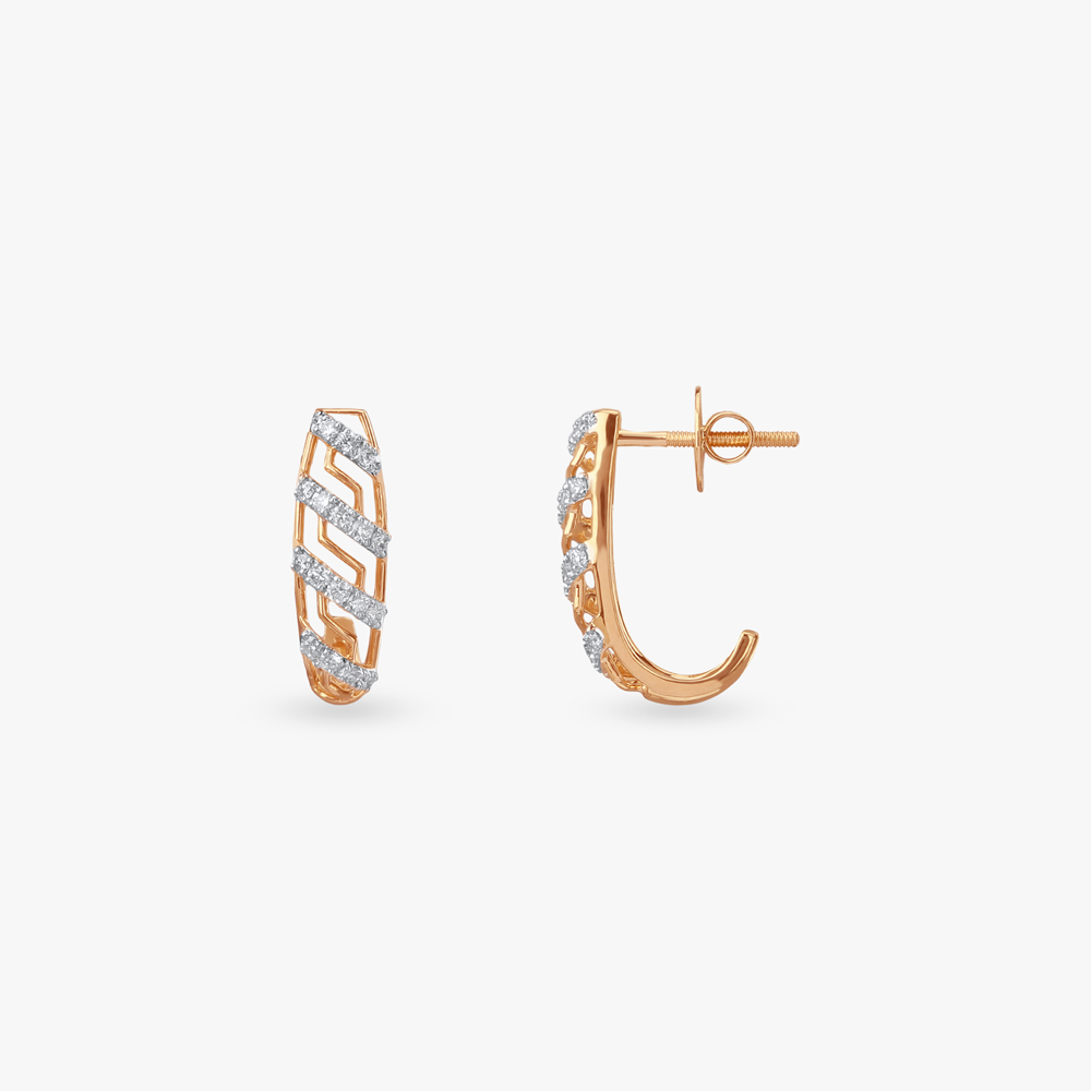 Streak Shine Diamond Hoop Earrings,,hi-res image number null