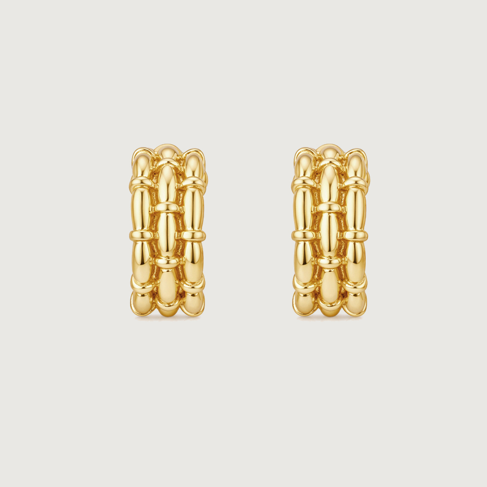 Braided Texture Gold Hoop Earrings,,hi-res image number null