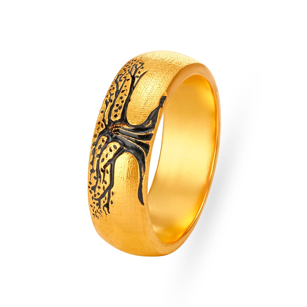 Tree Design Black Antique Gold Finger Ring For Men,,hi-res image number null