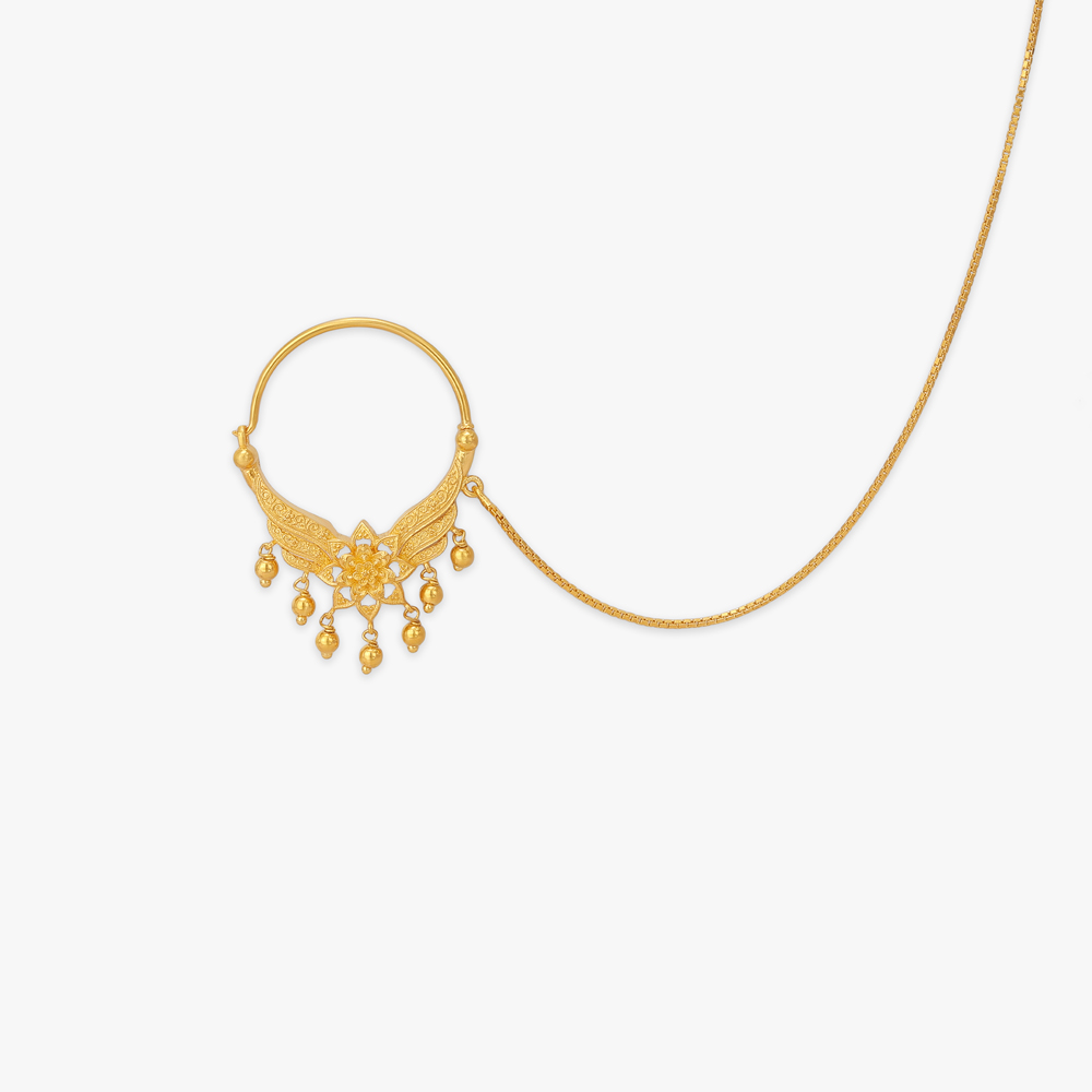 Lotus Crest Gold Nose Pin,,hi-res image number null