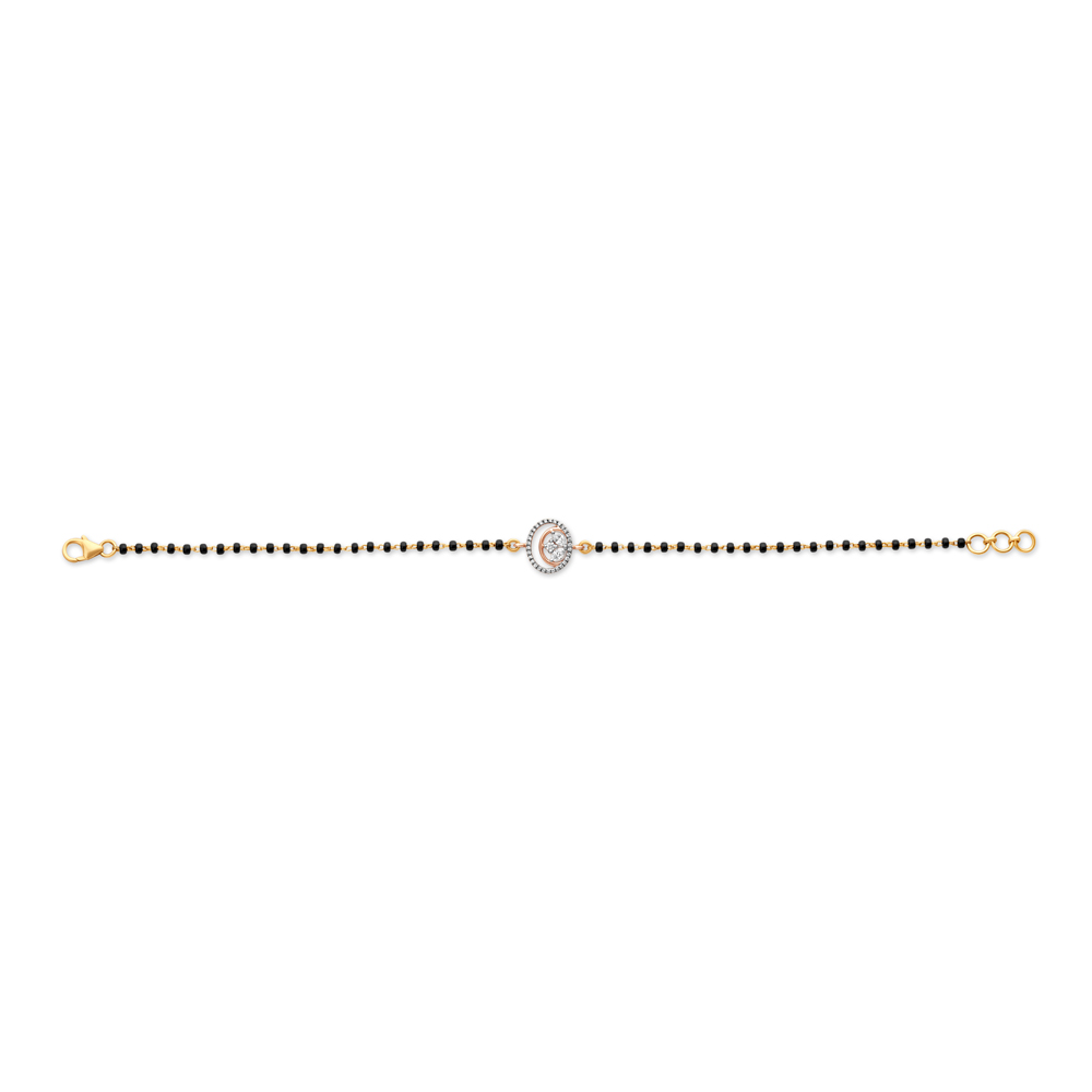 Elegant Diamond Mangalsutra Bracelet in a Combination of Yellow and Rose Gold,,hi-res image number null