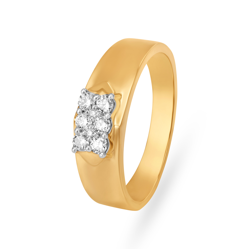 Petite Diamond and Gold Finger Ring for Men