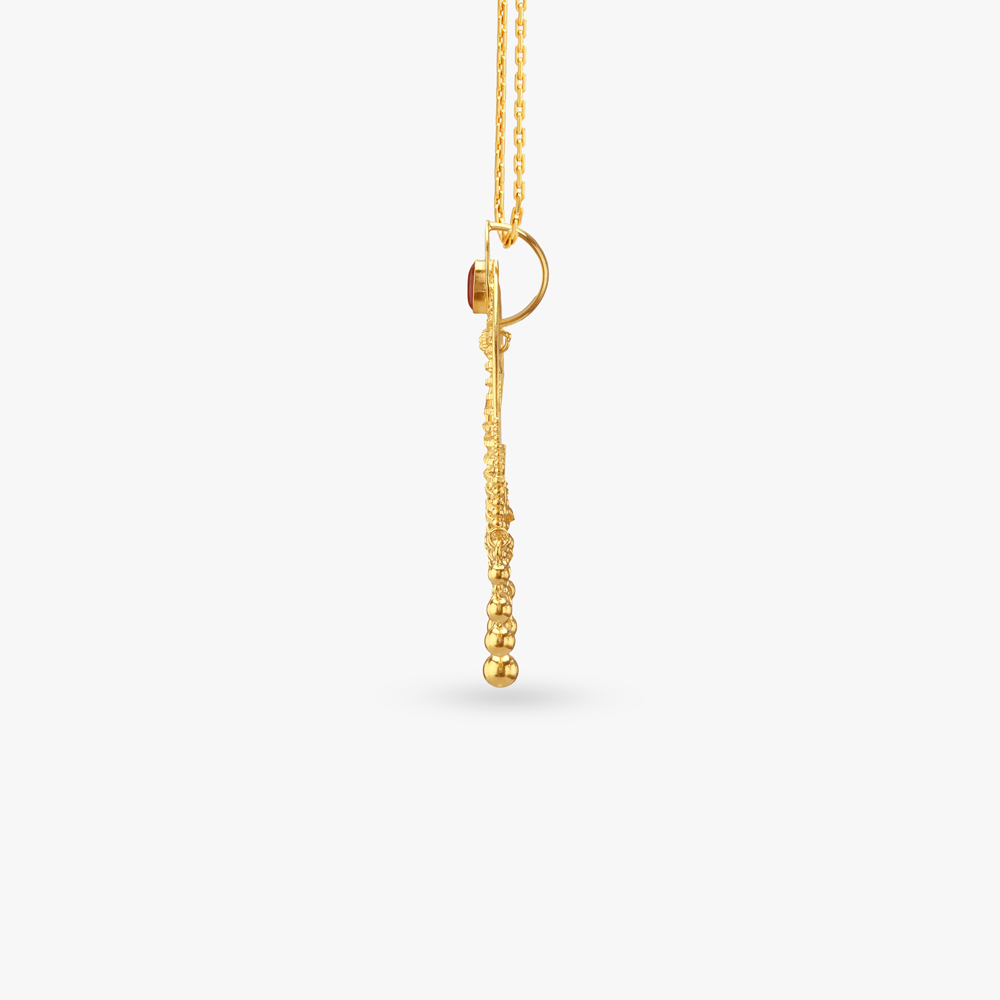 Scarlet Bloom Gold Pendant and Earrings Set,,hi-res image number null
