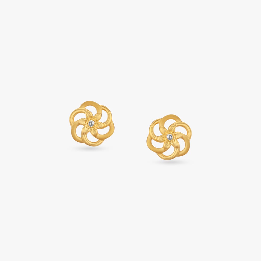 

Twirl Blossom Gold Stud Earrings for Kids