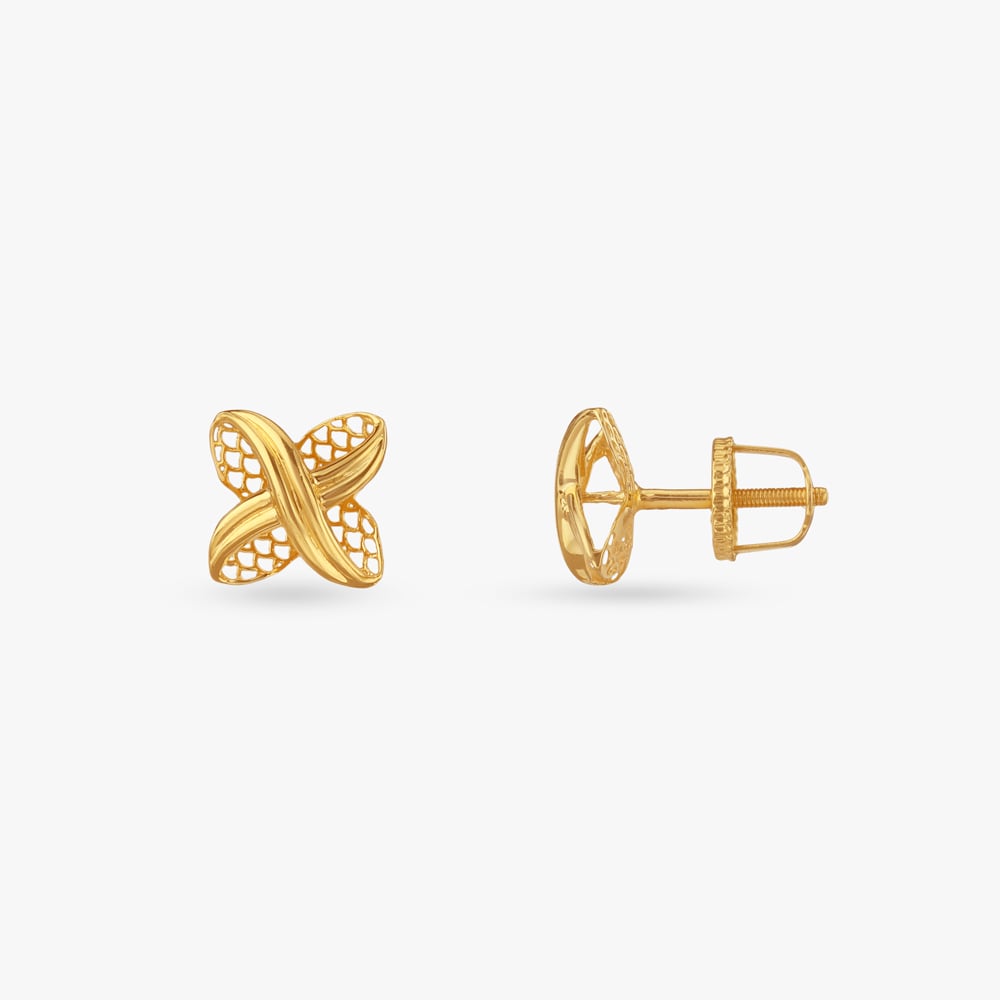 

Crossover Petal Gold Stud Earrings
