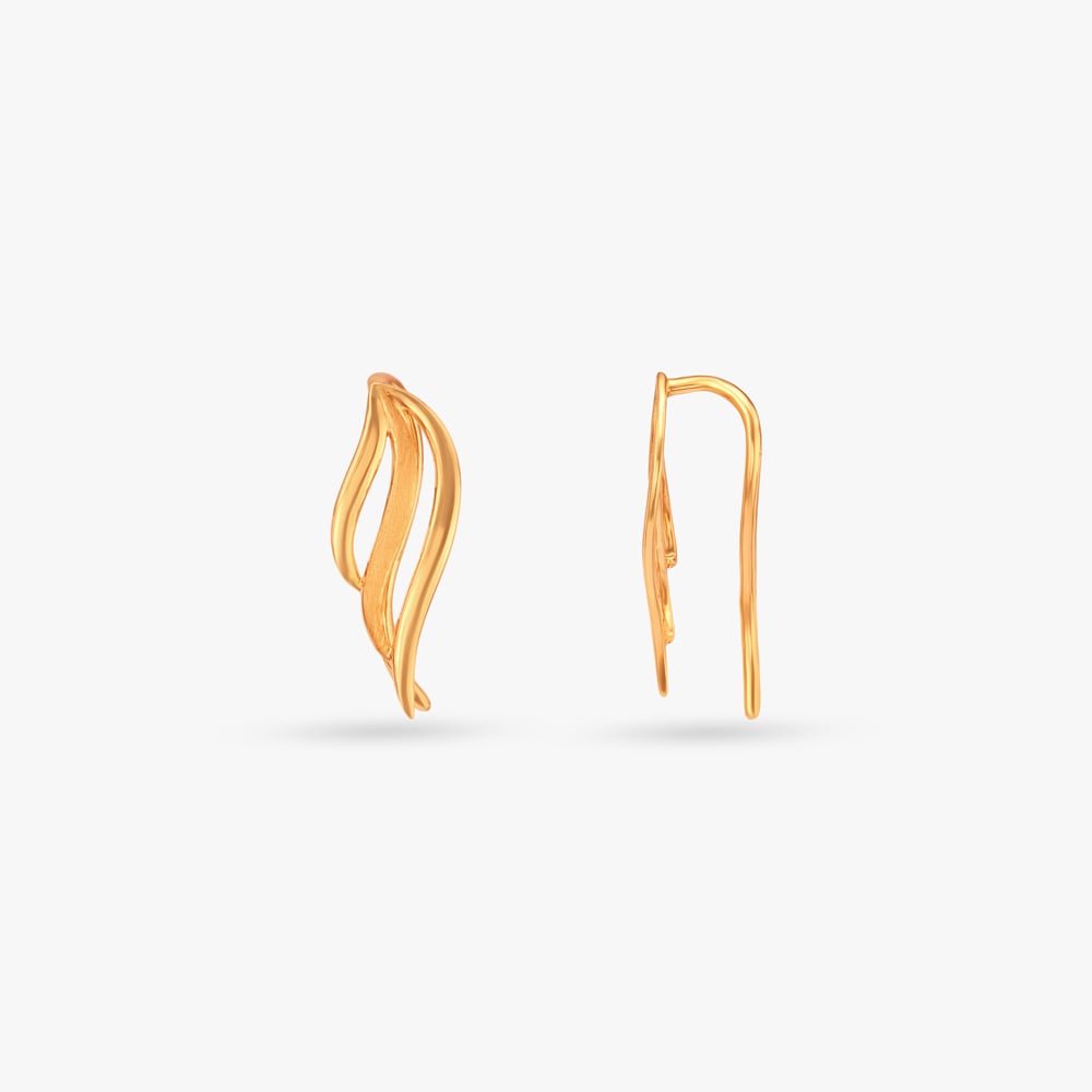 Flowing Flame Gold Stud Earrings,,hi-res image number null