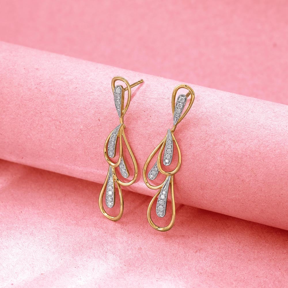Fluid Elegance Diamond Drop Earrings,,hi-res image number null
