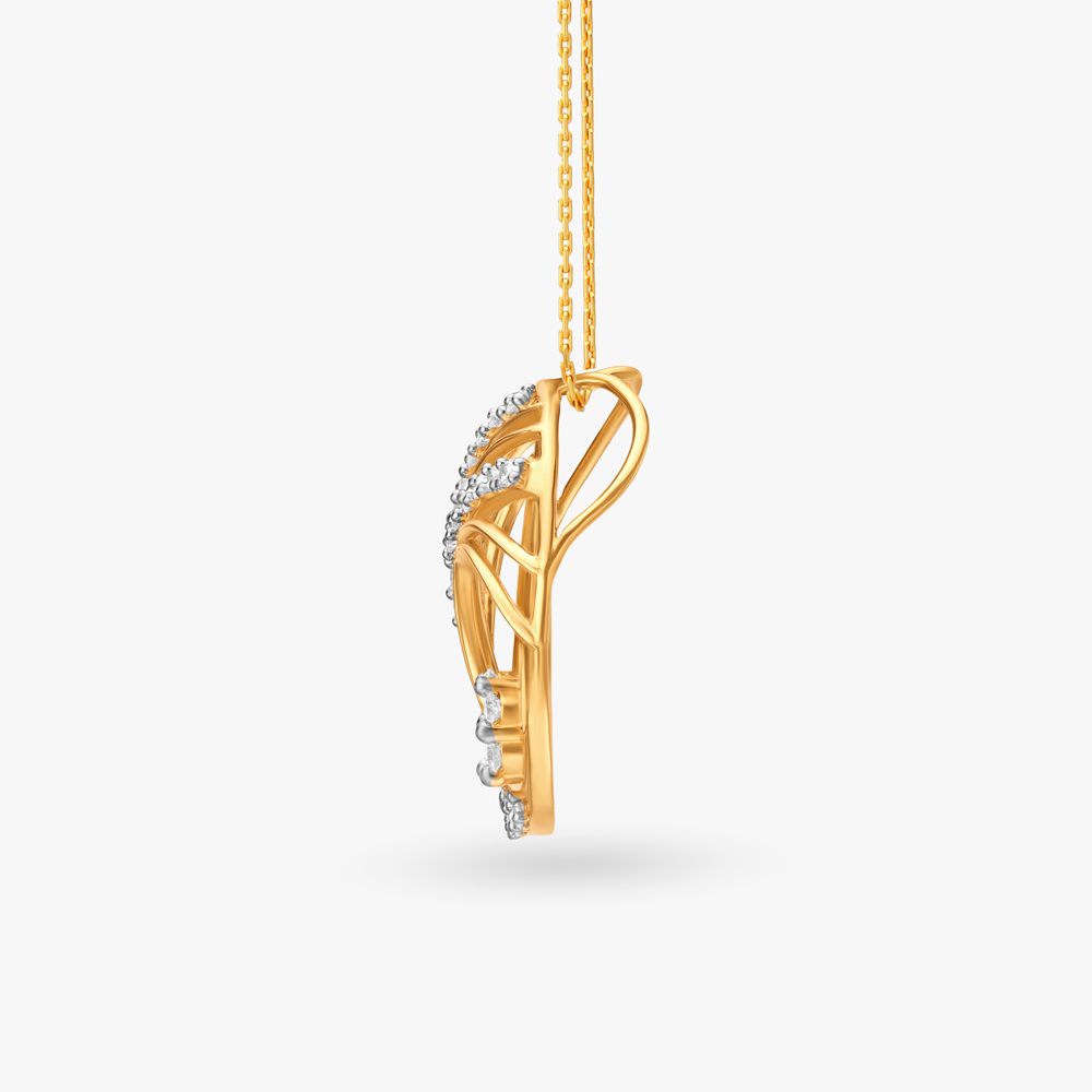 Striking Round Gold and Diamond Pendant,,hi-res image number null