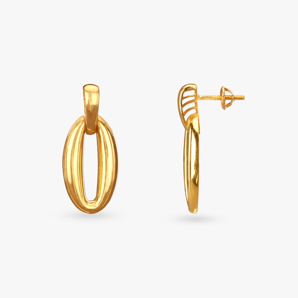

Bold Oval Gold Drop Earrings