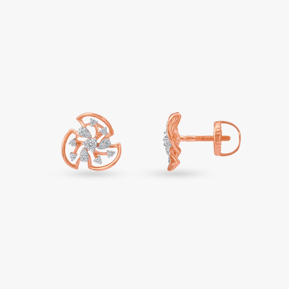 Bloom Swirl Diamond Stud Earrings,,hi-res image number null
