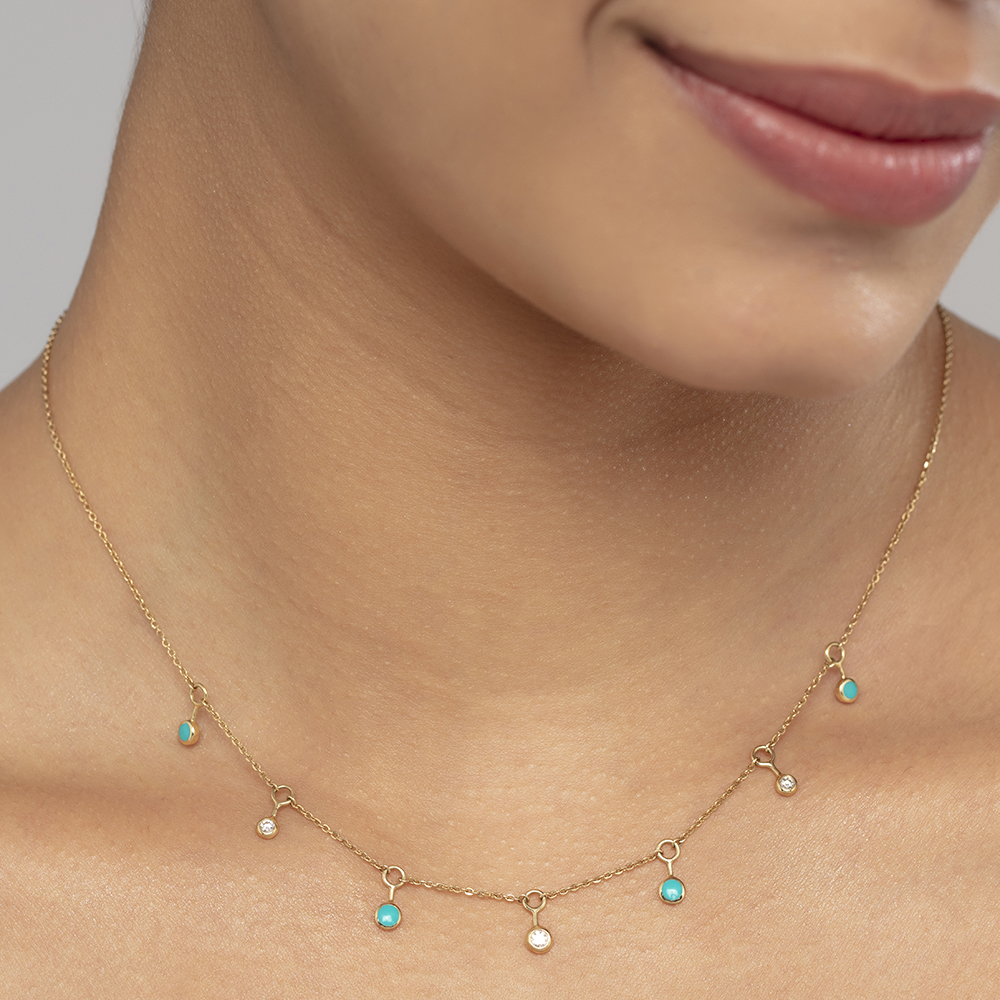 Blue Sparkle Gold & Diamond Necklace,,hi-res image number null