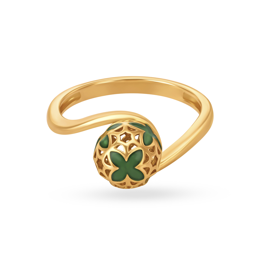 Floral Bead Gold Mesh Ring,,hi-res image number null