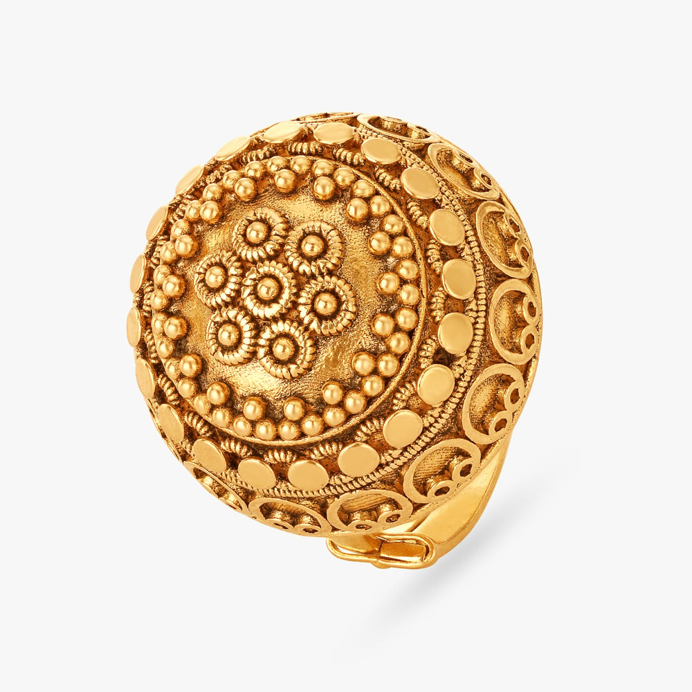 Ornate Cocktail Look Gold Ring