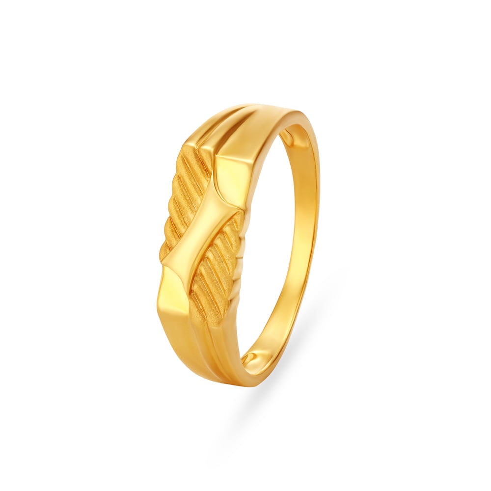 Cross Pattern Gold Finger Ring For Men