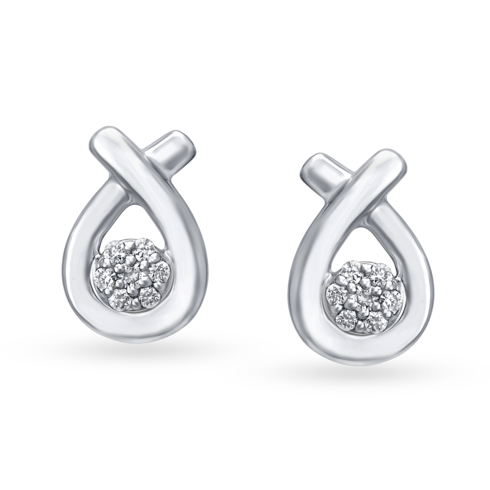 Leaf Inspired Platinum Stud Earrings