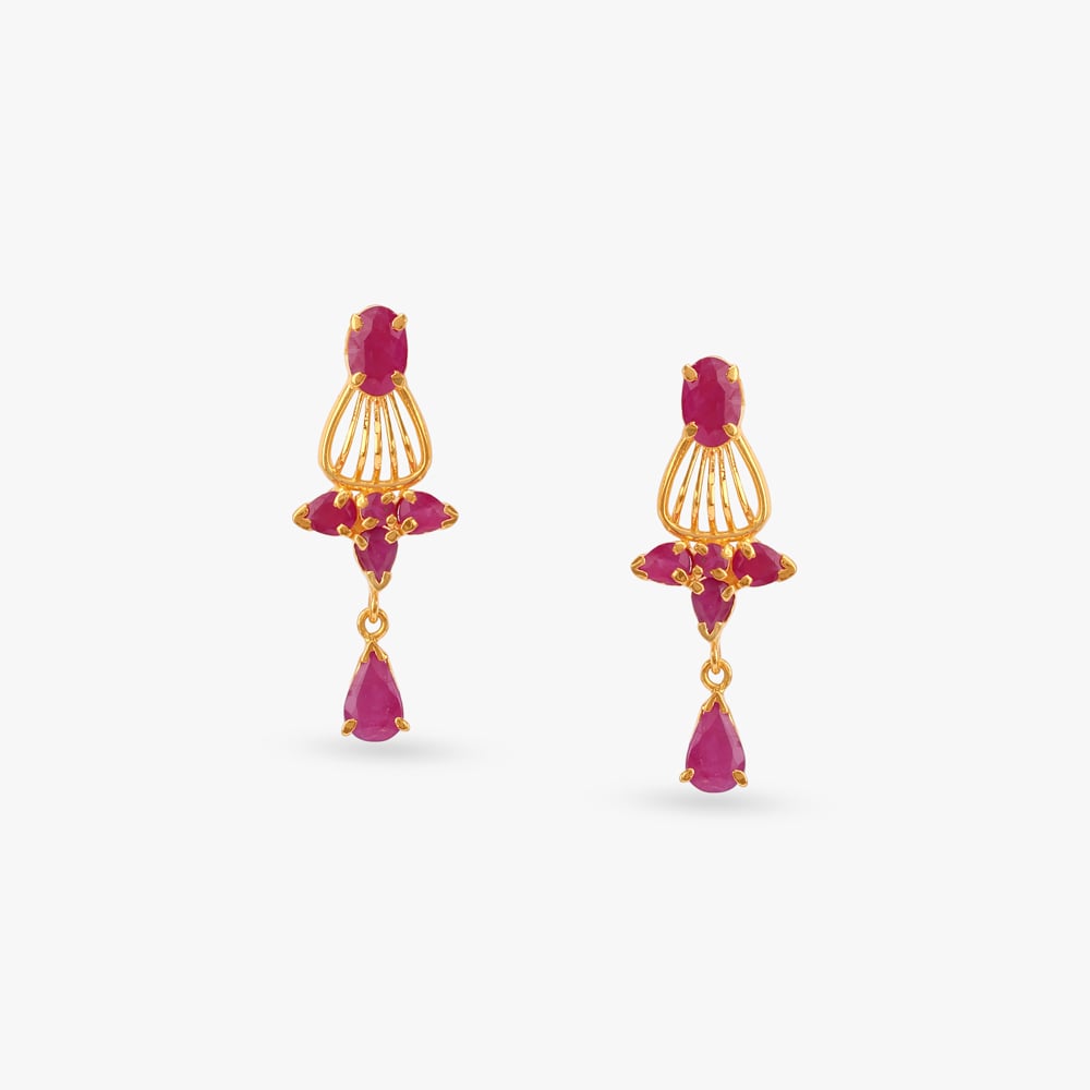 Chic Bloom Ruby Drop Earrings,,hi-res image number null