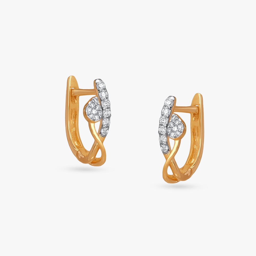 Abstract Leaf Diamond Hoop Earrings,,hi-res image number null