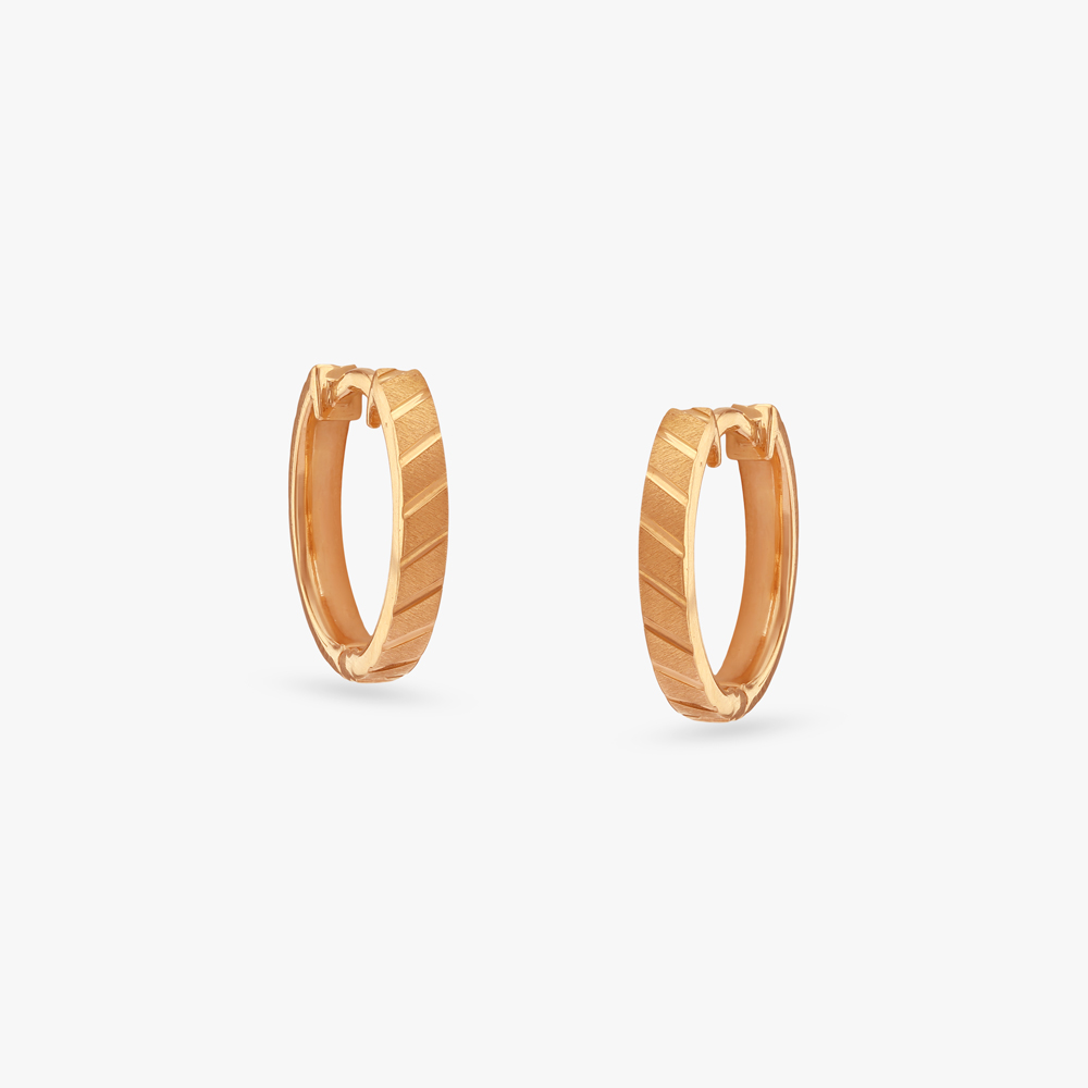 Brushed Stripe Gold Hoop Earrings,,hi-res image number null