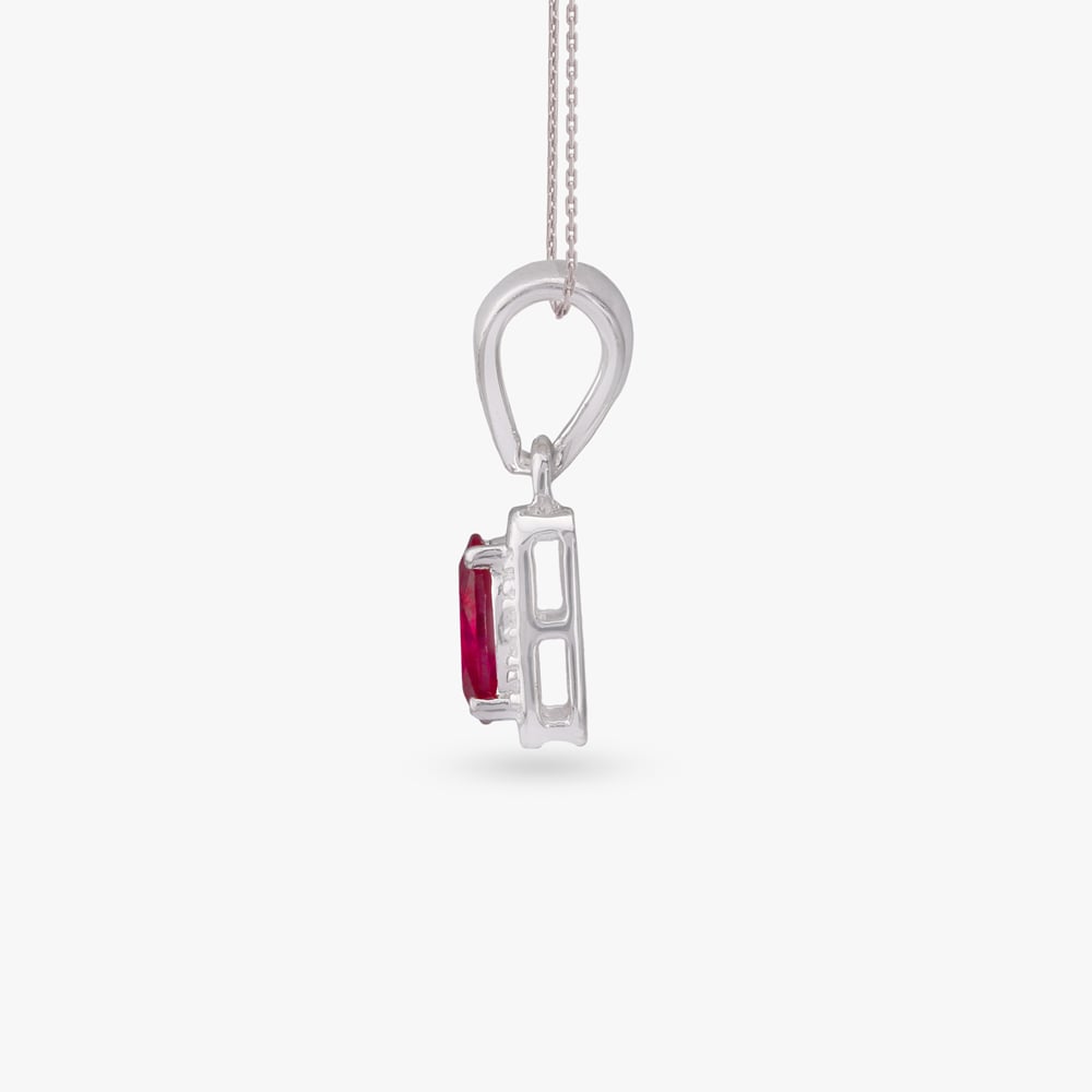 Crimson Regal Silver Pendant and Earrings Set,,hi-res image number null