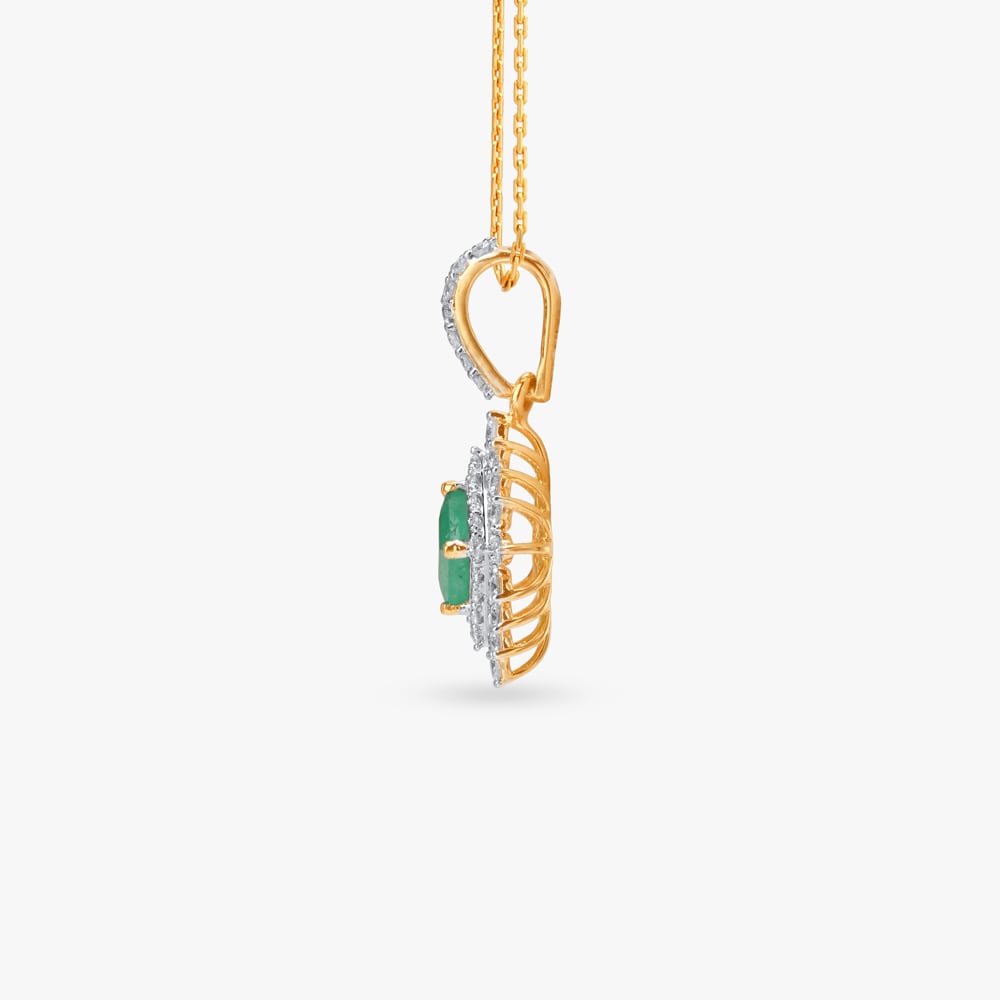 Vivid Prism Emerald Diamond Pendant and Earrings Set,,hi-res image number null