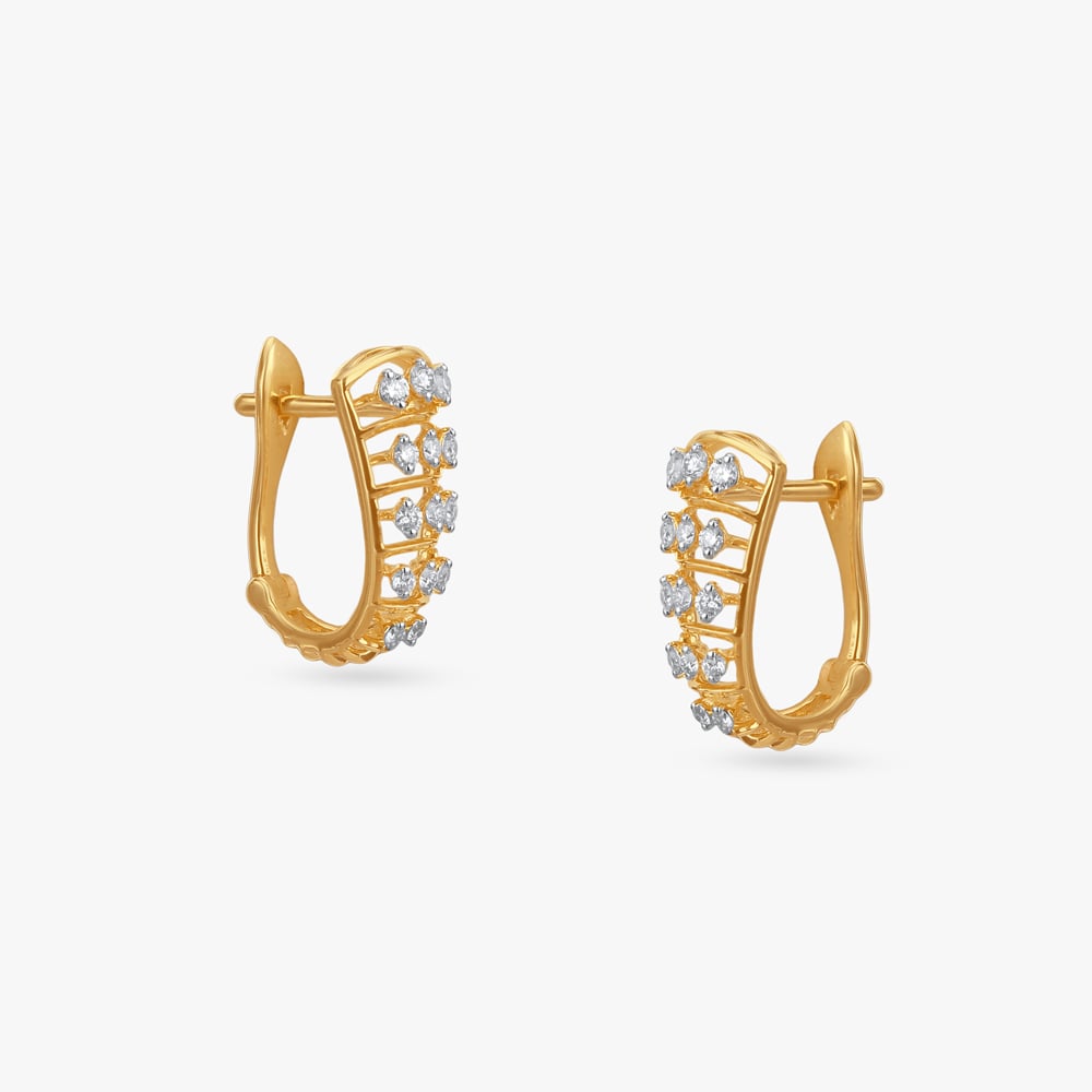 

Geometric Bar Diamond Hoop Earrings