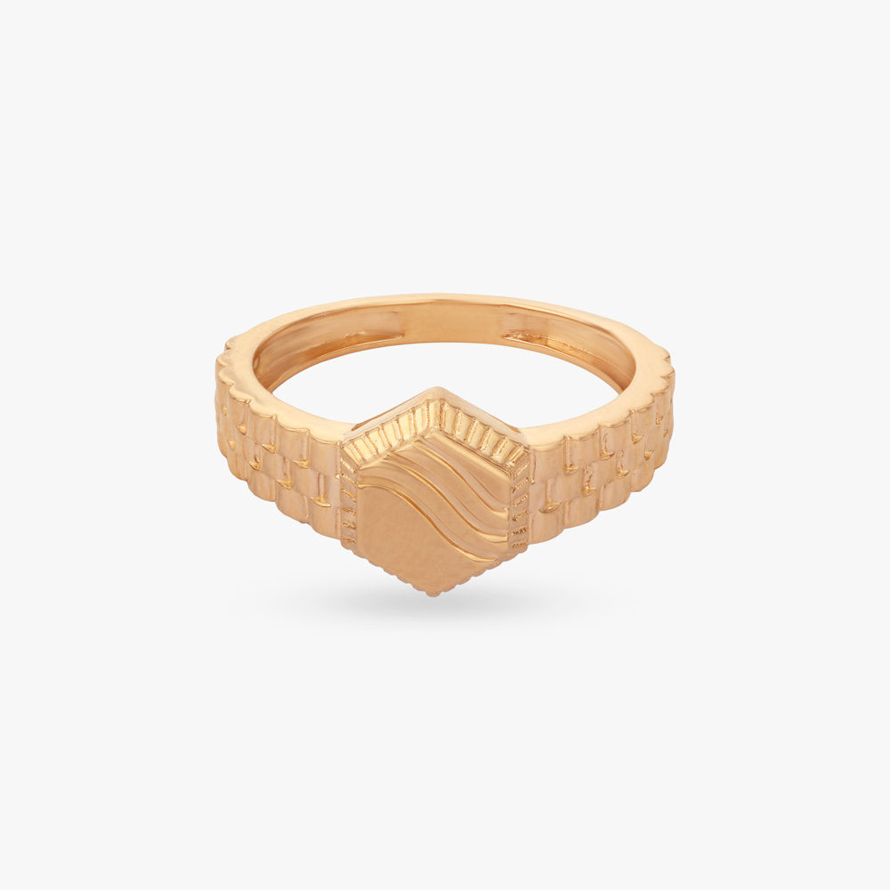 Hexagonal Grid Gold Ring for Men,,hi-res image number null
