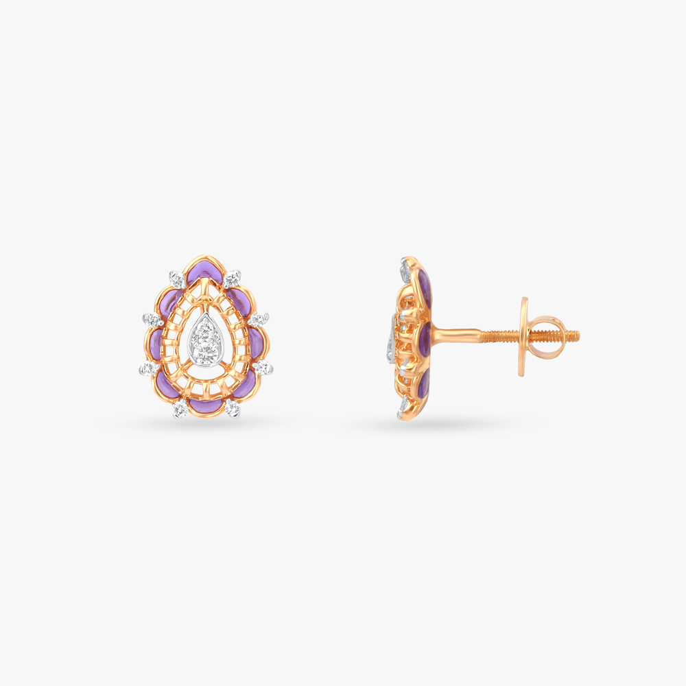 Violet Aura Diamond Stud Earrings,,hi-res image number null