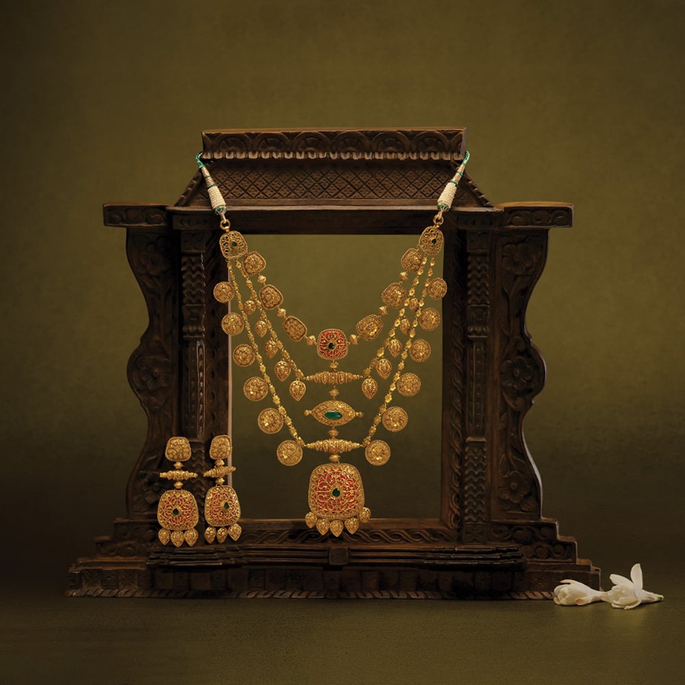 Lustrous Chandak Ras Rawa Layered Necklace Set,,hi-res image number null